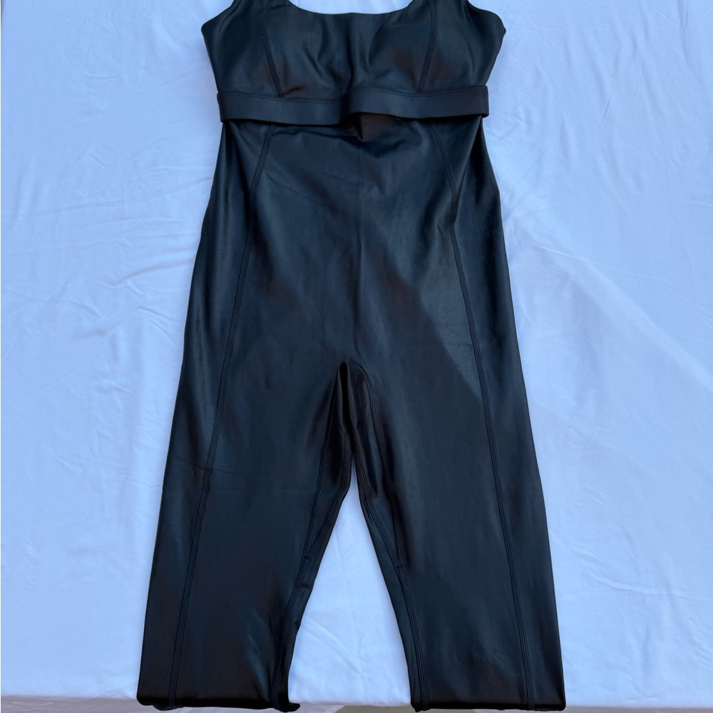 Fabletics Black Leather Padded Workout Jumpsuit - image 1